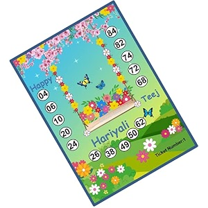 happy hariyali teej theme bingo housie tambola tickets printed on hard sheet big size tickets 24 cards