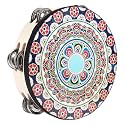 Tambourines Musical Instrument Handheld Drum: Tambourines for Adults Church 8 Inch Double Row Metal Jingles - Percussion Wooden Tambourine for Dance Wedding Party (8 inch)