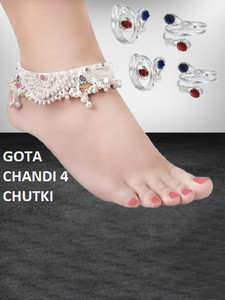 TAMMA FASHION Beautiful Silver Plated Bridal Payal