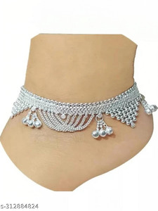 tamma fashion beautiful silver plated bridal payal for women one pair alloy anklet alloy anklet