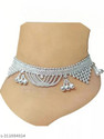 TAMMA FASHION Beautiful Silver Plated Bridal Payal For Women One Pair Alloy Anklet Alloy Anklet