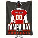 Tampa Throw Blanket Personalized Name and Number Gifts for Men Women Kids Flannel Tapestry