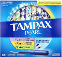 Tampax Pearl Triple Unscented Plastic Tampon Variety Pack, 34 Count Tampons