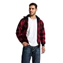TanBridge Sherpa Fleece Lined Hoodie Big and Tall Plaid Flannel Jacket Winter Coats for Men Zip Up Winter Warm Sweatshirts