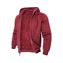 TanBridge Sherpa Fleece Lined Hoodie Big and Tall Plaid Flannel Jacket Winter Coats for Men Zip Up Winter Warm Sweatshirts