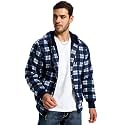 TanBridge Sherpa Fleece Lined Hoodie Big and Tall Plaid Flannel Jacket Winter Coats for Men Zip Up Winter Warm Sweatshirts