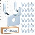 Tandefio 100 Pcs Pegboard Hooks, Picture Hangers for 1/8 & 1/4 in, Silver