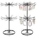 Tandefio 2 Pcs Rotating Bracelet Display Stand Jewelry Rack Metal Adjustable Display Holder with Hooks Organizer for Necklace(2 Tier)