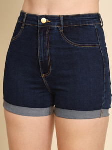 TANDUL Solid Women Denim Blue Denim Shorts