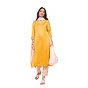 Taneira Women Dark Yellow Viscose Embroidered Kurta