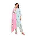 Taneira Women Light Green Pure Viscose Embroidered