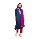 Taneira Women Viscose Embroidered Blue Kurta Set