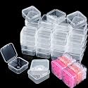 54 Pcs Clear Small Plastic Containers with Hinged Lid 1.8 x 1.8 x 0.8 Inches Transparent Storage Boxes for Organizing Jewelry, Beads, Crafts, and Small Items