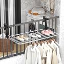 Tangkula Portable Clothes Drying Rack, Extendable Radiator Clothes Airer with Robust Aluminum Frame for Balcony Railings Windowsill, Folding Towel Rack for Indoor & Outdoor Use (Large)