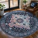 Tangsoo Vintage Round Rug 4ftWashable Non Slip