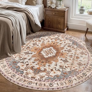 Tangsoo Washable Round Area Rugs 5ft Vintage