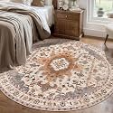 Tangsoo Washable Round Area Rugs 5ft Vintage
