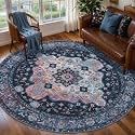 Tangsoo Washable Round Area Rugs 6ft Vintage