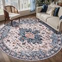 Tangsoo Washable Round Area Rugs 6ft Vintage