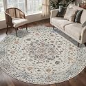 Tangsoo Washable Round Area Rugs 6ft Vintage