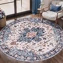 Tangsoo Washable Round Rug 4ft Oriental Non