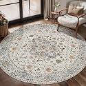 Tangsoo Washable Round Rug 4ft Vintage Non