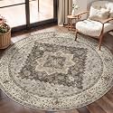 Tangsoo Washable Round Rug 4ft Vintage Non