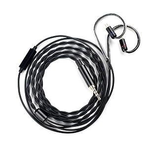 tangzu wan39er sg 2 replacement cable for in ear monitor with microphone 078mm 2pin connection 35mm termination plug single button media control premium braided structure black 35mm