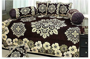 tanishq decor cotton embroidered diwan set brown