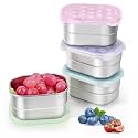 Tanjiae 8oz Small (1 CUP) Stainless Steel Snack Containers for Kids and Toddlers (Ages 1-3) | Easy Open Leak Proof Food Containers with Silicone Lids - Perfect Metal Lunch Box for Daycare and School