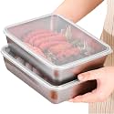 Tanjiae Round Stainless Steel Food Container 500ML | Airtight Silicone Cover | Leak-Resistant Reusable Storage Bowl for Kitchen, Refrigerator, Snacks &amp; Leftover Food (2000 Ml 2 Pcs)