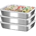Tanjiae Round Stainless Steel Food Container 500ML | Airtight Silicone Cover | Leak-Resistant Reusable Storage Bowl for Kitchen, Refrigerator, Snacks &amp; Leftover Food (2000 Ml 3 Pcs)