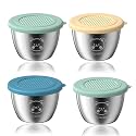 Tanjiae Salad Dressing Container, 60ML Condiment Containers with Leakproof Silicone Lids, Reusable Stainless Steel Sauce Cups for Lunch Bento Box, Picnic, Travel, Kitchen Storage (4PCS)