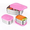 Tanjiae Small Stainless Steel Lunch Containers for Kids | Leak Proof BPA Free Snack Containers with Silicone Lids - Perfect Metal Snack Containers with Lids for School and Daycare (25oz+8oz*2)