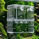 Aquarium Breeder Box for Fish Tank, Acrylic Fry Hatchery & Isolation Box with Air Pump Connector, Double Layer Nursery for Guppy Fry, Shrimp, Betta and Injured Fish (Medium)