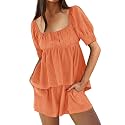 Tankaneo Womens 2 Piece Outfits Babydoll Tops
