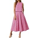 Tankaneo Womens 2 Piece Skirt Sets Summer Striped Tank Tops Midi Dress 2026