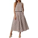 Tankaneo Womens 2 Piece Skirt Sets Summer Striped Tank Tops Midi Dress 2026
