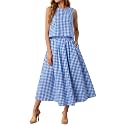 Tankaneo Womens 2 Piece Skirt Sets Summer Striped Tank Tops Midi Dress 2026