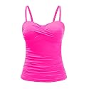 Tankini Top for Women Tummy Control Bathing Suit Bandeau Swim Tops Only