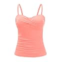 Tankini Top for Women Tummy Control Bathing Suit Bandeau Swim Tops Only
