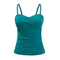Tankini Top for Women Tummy Control Bathing Suit Bandeau Swim Tops Only