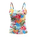 Tankini Top for Women Tummy Control Bathing Suit Bandeau Swim Tops Only