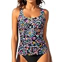 Tankini Tops for Women Tummy Control Swimwear Top Only No Bottom
