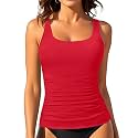Tankini Tops for Women Tummy Control Swimwear Top Only No Bottom