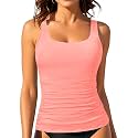 Tankini Tops for Women Tummy Control Swimwear Top Only No Bottom