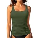 Tankini Tops for Women Tummy Control Swimwear Top Only No Bottom