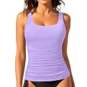 Tankini Tops for Women Tummy Control Swimwear Top Only No Bottom
