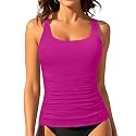 Tankini Tops for Women Tummy Control Swimwear Top Only No Bottom