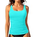 Tankini Tops for Women Tummy Control Swimwear Top Only No Bottom
